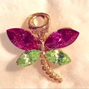 Guardian Angel lapel pin. Butterfly with Amethysts & Emerald crystals.